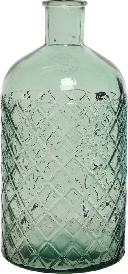 Decoris vaas/bloemenvaas gerecycled glas - D14 x H28 cm - lichtgroen