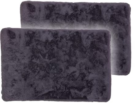 Zachte badmat 60x90 cm set van 2 - antraciet - afwasbaar en antislip