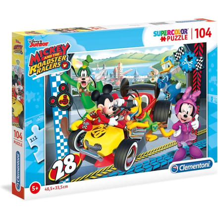 Clementoni, Mickey En De Roadster, Puzzel, Unisex, 5+ jaar, 104 stuks