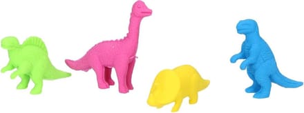 dinno gummen 4 stuks  +-4 cm - roze - geel - groen - blauw