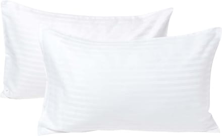 Homescapes Kinder Kussensloop 40x60 cm – Set van 2 – Wit – Satijnstreep 100% Egyptisch Katoen – OEKO-TEX®