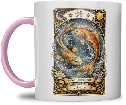 Sterrenbeeld mok - Vissen - Roze - Tarot mok - Gepersonaliseerd met naam en datum