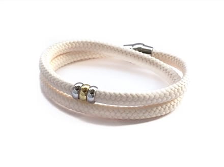 NIEUW! Jolla - dames armband - wikkelarmband - zilver - touw - bedels - Basic Rope - Creme/Zilver