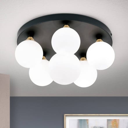 ORION Plafondlamp Snowwhite, baldakijn Ø 36 cm, zwart