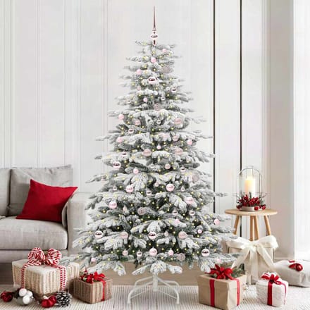 vidaXL - Kunstmatige - Hinged - Kerstboom - Wit - 210 - cm - PE - en - PVC