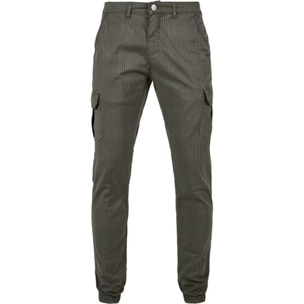 Urban Classics - AOP Glencheck jog Cargobroek - M - Grijs