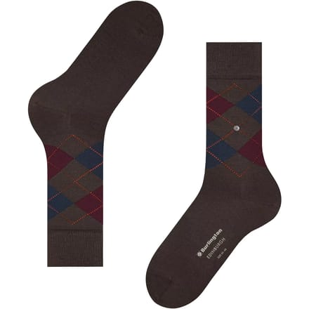 Burlington Edinburgh gedessineerd wol sokken heren bruin - maat 46-50