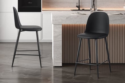 Barstoel Jasmin - 44x51x100cm - Met Kussen - Zwart
