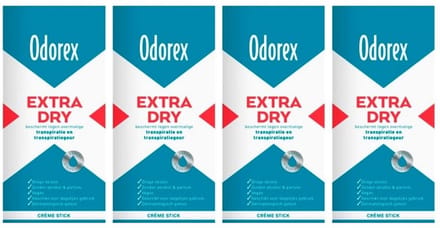 Odorex Extra Dry Deodorant Cream Stick - 4 Stuks - Voordeelverpakking
