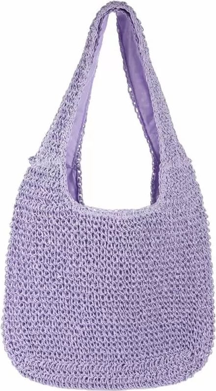 Schoudertas Dames Rotan Beach - Paars/Zilverkleurig