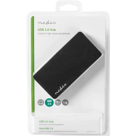 Nedis USB-Hub - USB-A Male - USB-A Female - 7-Poorts poort(en) - USB 2.0 - Netvoeding / USB Gevoed - 7x USB