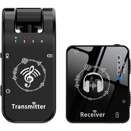 2.4G Draadloos In-Ear Monitorsysteem 282 graden Draaibare Zender Draagbare Ontvanger met Kraagclip zwart