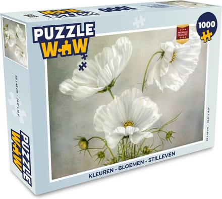 Puzzel Bloemen - Stilleven - Klaproos - Wit - Botanisch - Legpuzzel - Puzzel 1000 stukjes volwassenen