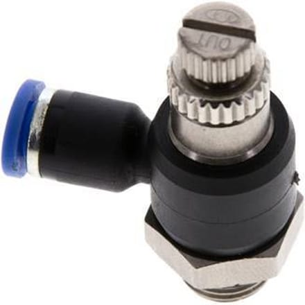 L-stuk Regelventiel 4 mm - G1/8'' Regeling-Uit Messing/Nylon