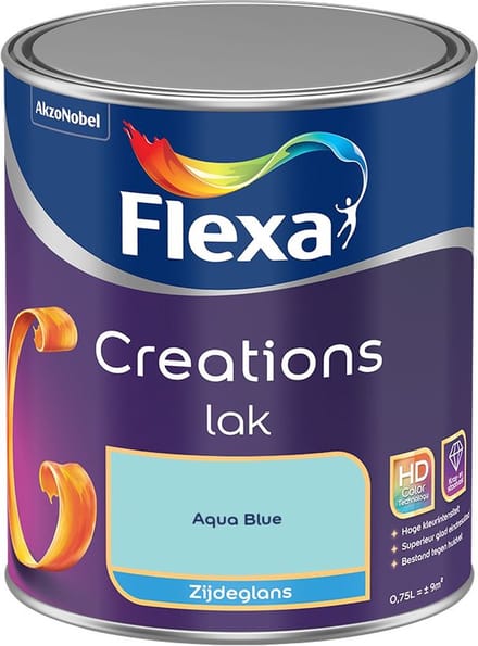 Flexa - Creations Lak Zijdeglans - Aqua Blue - Mengverf - 750 Ml