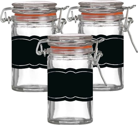 Weckpotje/inmaakpotje - 6x - 70 ml - glas - met beugelsluiting - incl. etiketten