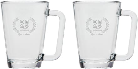 Gegraveerde set Theeglazen 26cl Opa + Oma 25 jaar getrouwd