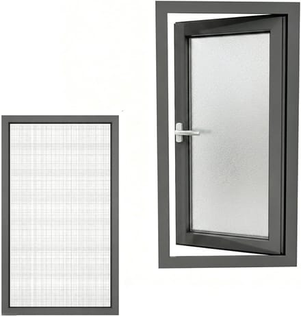 Openslaand raam - Binnenraam privacy - Ruimtebesparing binnen - Dubbel glas - 27 x 21 inch - Grijs
