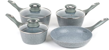 Salter Marble 4-delige set kookpan en koekenpan - gesmeed aluminium