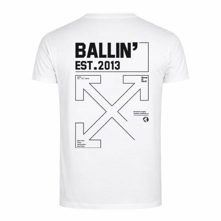 Heren Tee SS met Ballin Est. 2013 Backprint Cross Shirt Print - Wit - Maat 3XL