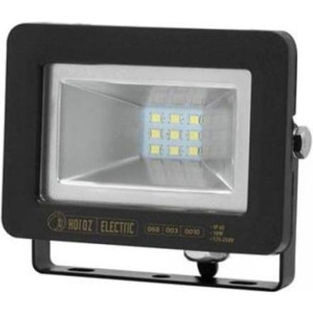 LED Schijnwerper - HOROZ ELECTRIC - 10W - IP65 - 6500K - Extra plat - Aluminium zwart