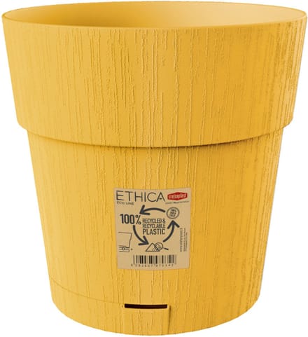 Bloempot 'Ethica' 25 cm – Gerecycled kunststof – Modern design - Mosterdgeel