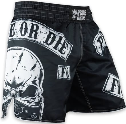 PRIDEorDiE Fightshorts Fight Club Zwart Wit - M