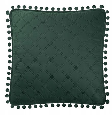 Decoratieve Kussenhoes 45x45cm - Met Pompons - Flesgroen