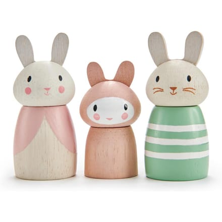 TENDER LEAF Preschool - Popje - Konijnenfamilie - 10X4X7Cm - Hout - 3 Jaar