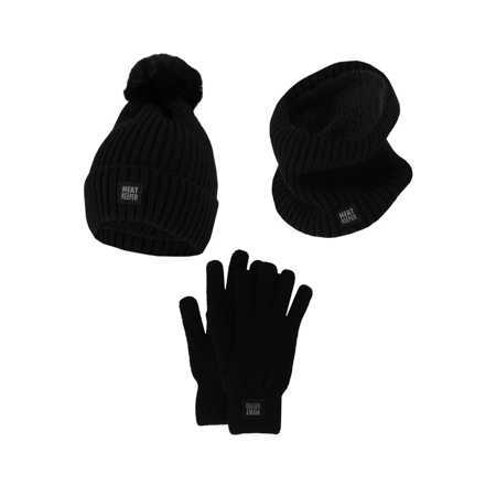Heatkeeper - Thermoset dames - Handschoenen/Muts/Nekwarmer - 2-Pack - Zwart - Onesize