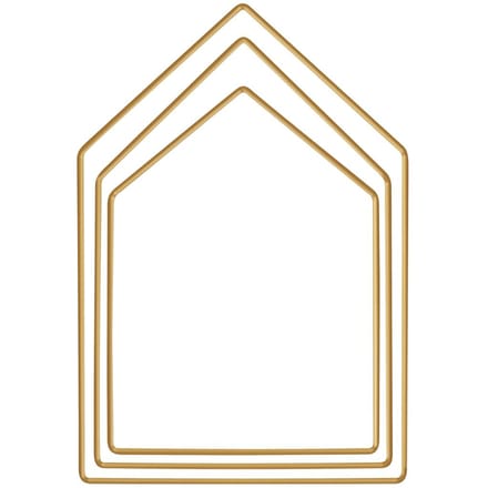 Metalen ring "Huis", set van 3, Goudkleur