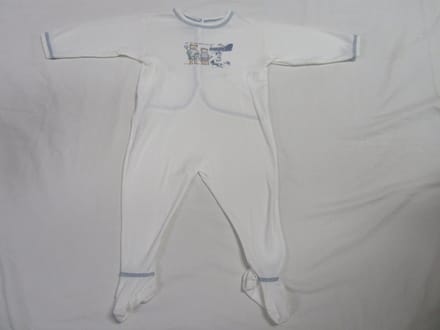 Petit Bateau - Pyjama - Wit / blauw - Katoen - 12 maand / 74