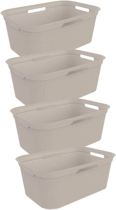 Unyqoos® Stijlvolle en Functionele Wasmand met Luchtcirculatie en Flexibele Handgrepen, Set van 4