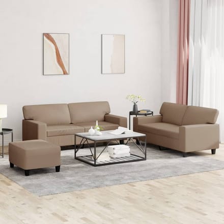 vidaXL - 3-delige - Loungeset - kunstleer - cappuccinokleurig
