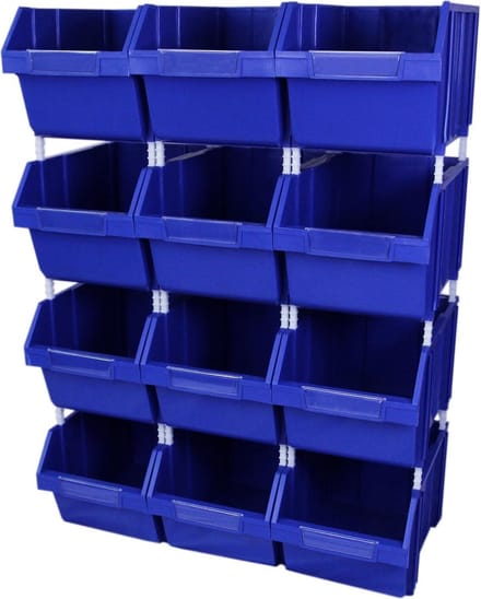 Quick pick opbergbakken - blauw - 26x28x42,5 cm - 12 gratis tags