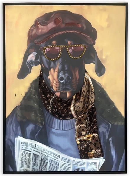 Schilderij newspaper dog 60x80cm
