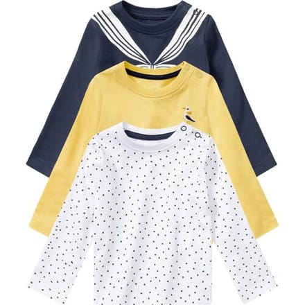 LUPILU Baby t-shirts (Wit/geel/marine, 50/56)