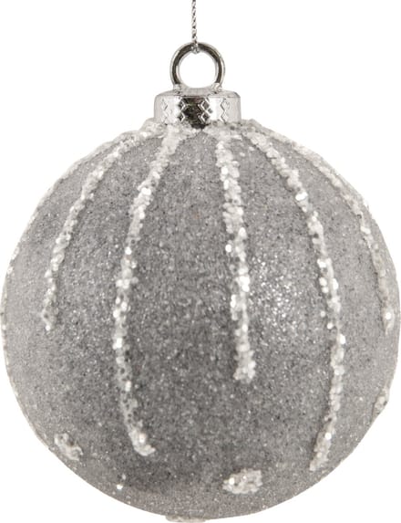 Cosy & Trendy Kerst - Kerstballen - Set van 6 - Glitter - String - Grijs - D8cm