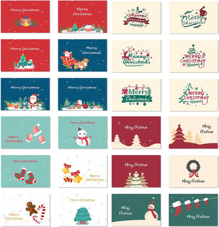 SUNMOOL Kerstkaarten - Wenskaarten - Gevouwen kaarten met enveloppen - 10x15cm - 24 Stuks - Type B