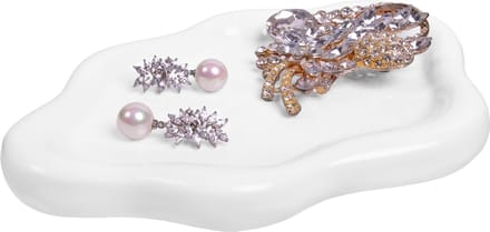 QUVIO Sieraden tray keramiek - Sleutel tray - Organisch decoratief schaaltje - Modern design - Wit