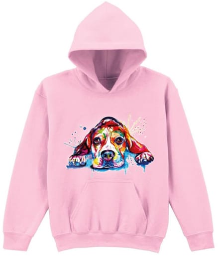 Grappige kinder hoodie met dog - Roze - 98/104