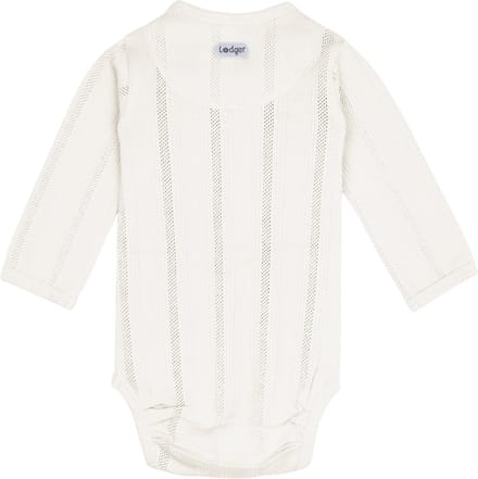 Lodger Romper met lange mouwen - Pointelle - Wit - Maat 56 - bio katoen - Overslag romper
