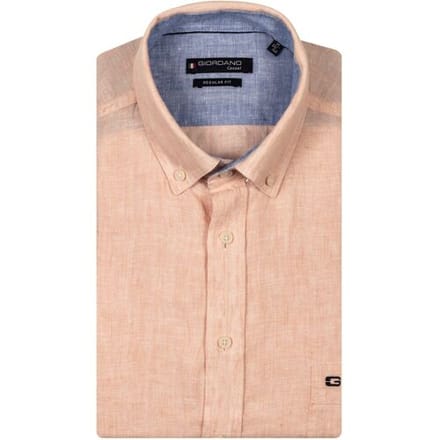 Giordano Overhemd League Soft Washed Linnen Button Down Pastel Roze / male