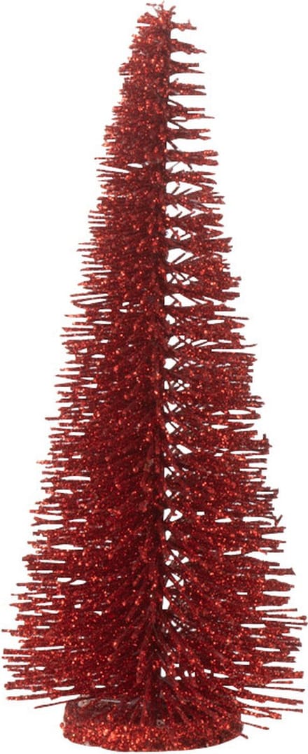 J-Line decoratie Kerstboom Glitter - kunststof - rood - small