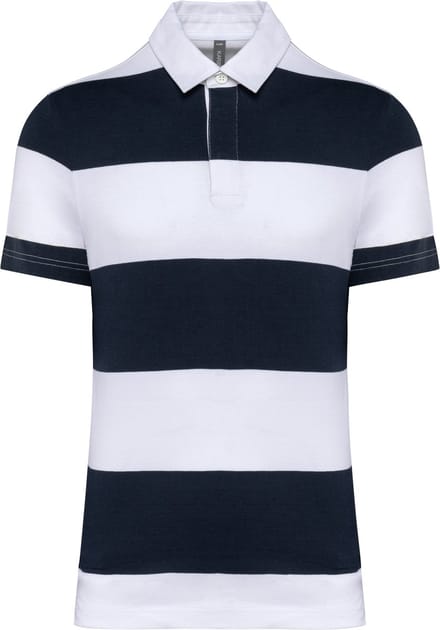 Kariban Gestreepte uniseks polo korte mouwen K286 - Navy / White Stripes - M