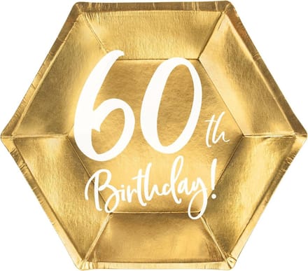 Borden 60th birthday goud (6 stuks)