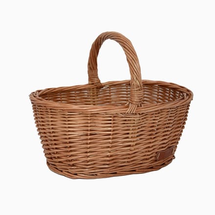 Dailygoods - Winkelmand Wilg Medium Bruin met Ovaal Handvat voor Boodschappen