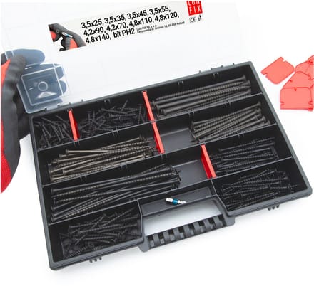 LUN FIX - Gipsplaatschroeven - 280 stuks - Assortiment - Koffer en bit