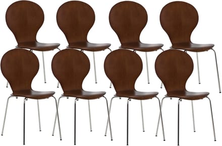 CLP Diego Set van 8 stapelstoelen Hout/bruin