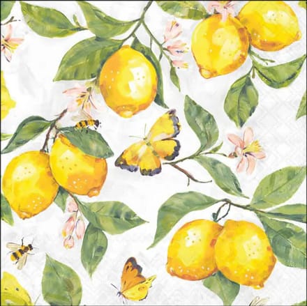 Lunch Servetten Fresh lemons white - Ambiente - 33x33 cm